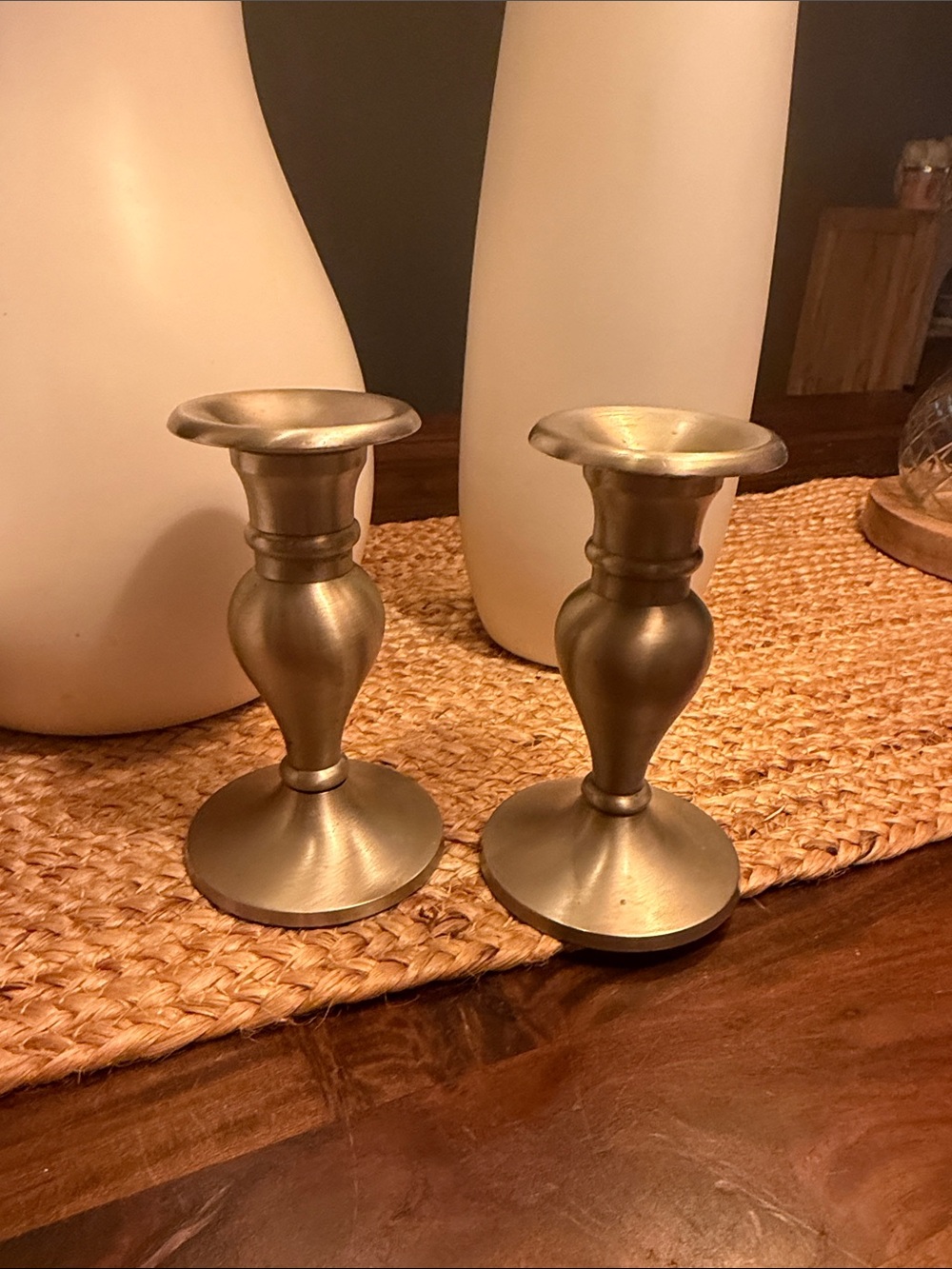 Classic Stainless Steel Finish Candle Holders - Set of 2